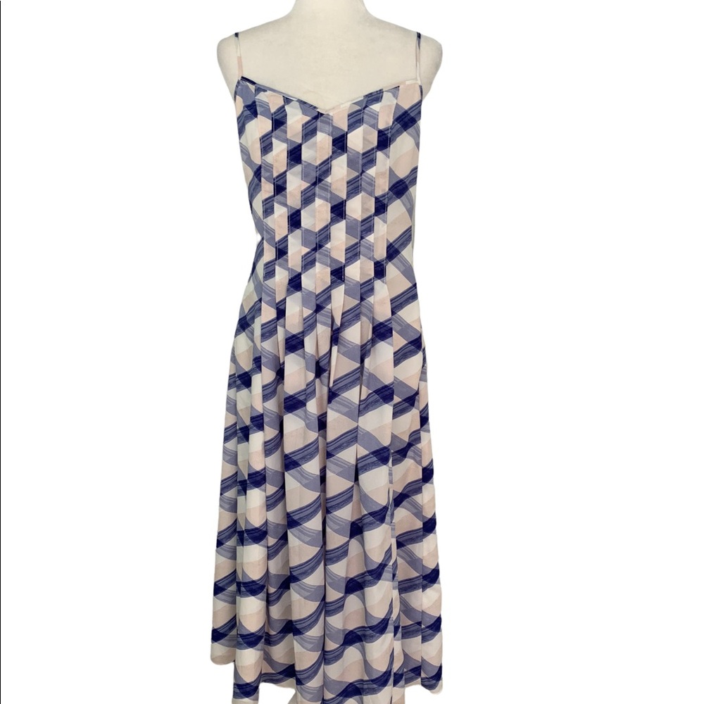 Banana Republic Blue and White Criss Cross Print Strappy Midi Dress | Size 6 - Picture 3 of 12